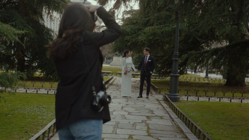 A photographer capturing a wedding at a remote destination